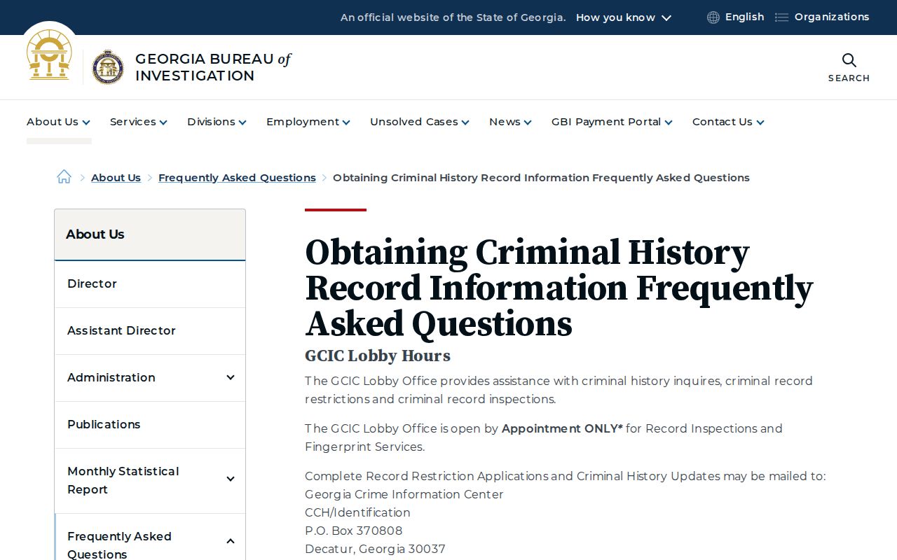Georgia Bureau of Investigation criminal history access and correction guidance