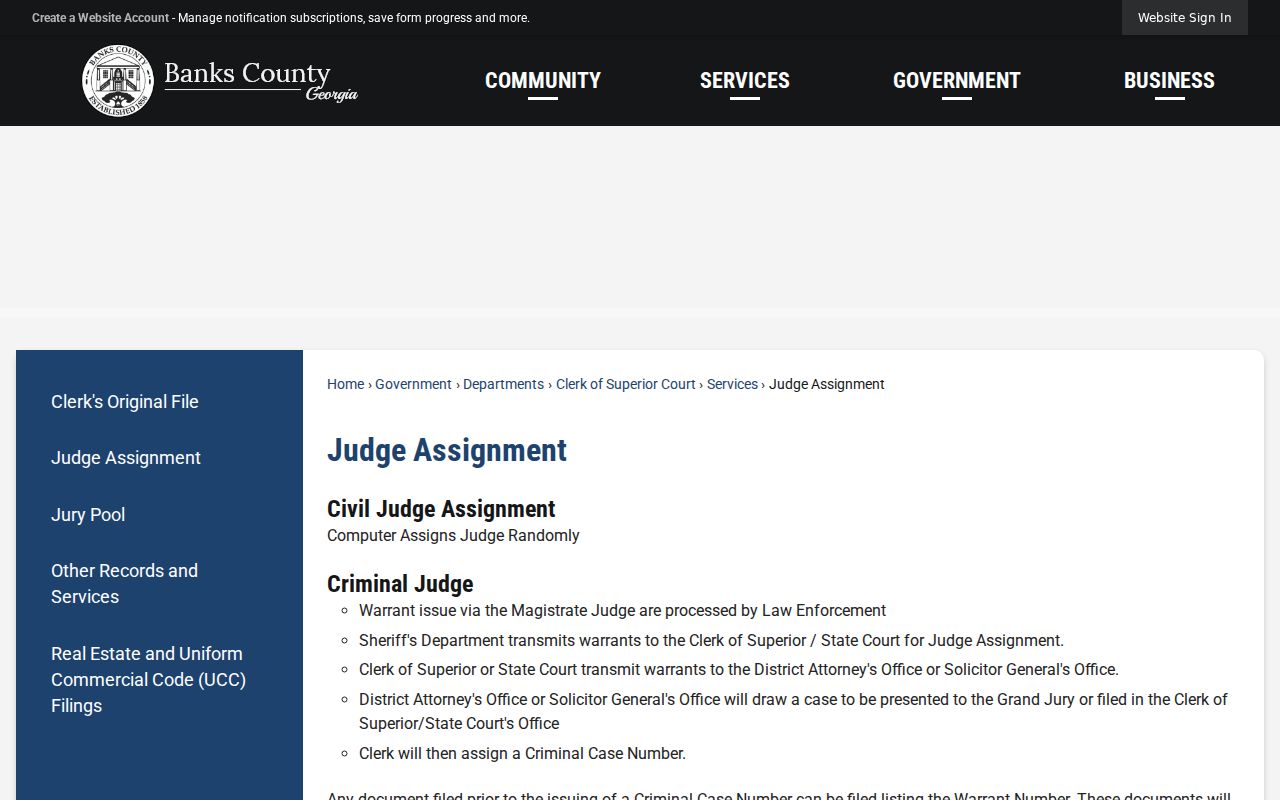 Banks County warrant to criminal case number workflow