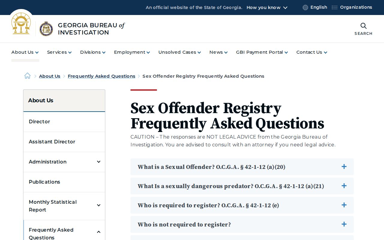 Georgia sex offender registry frequently asked questions and search help
