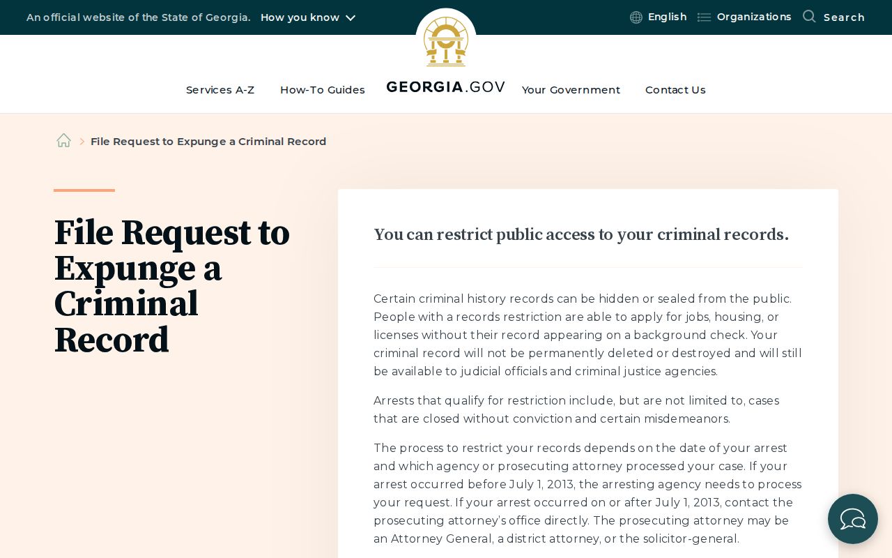 Georgia record restriction process walkthrough