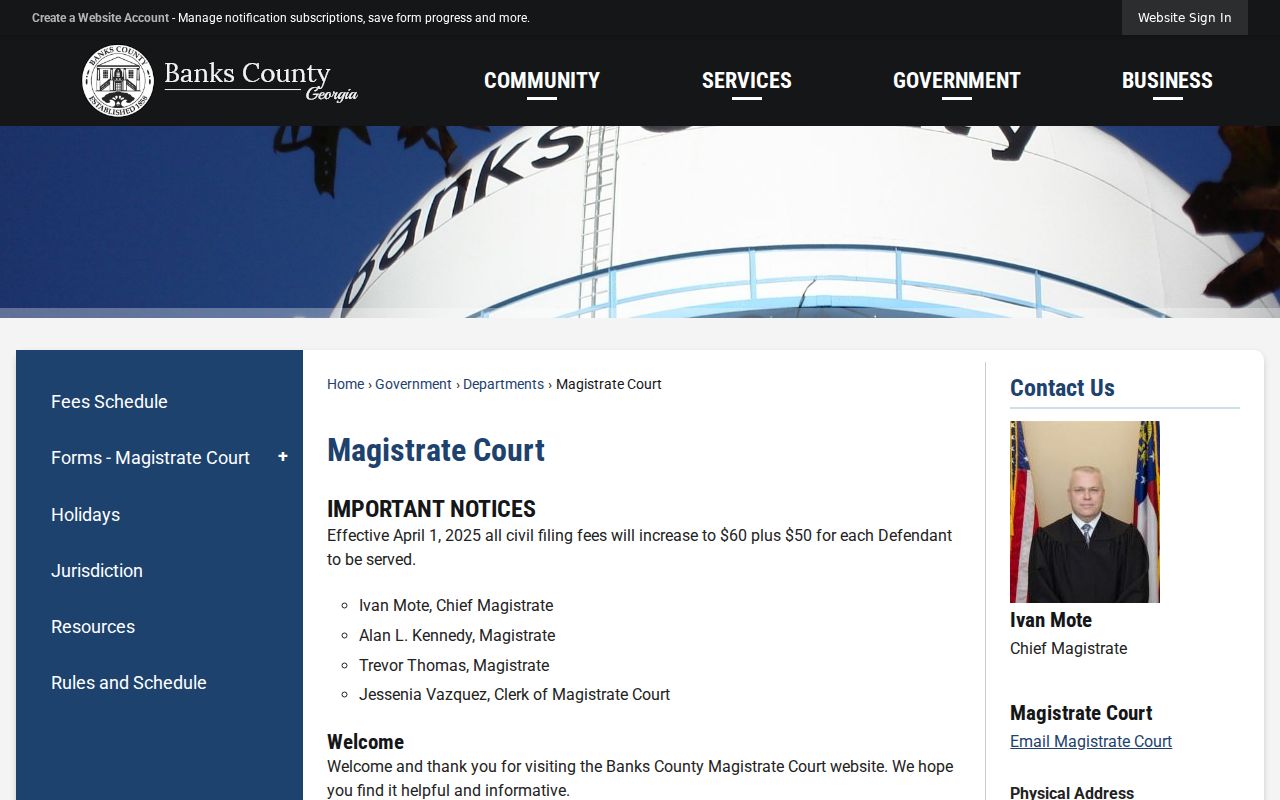 Banks County criminal records Magistrate Court information